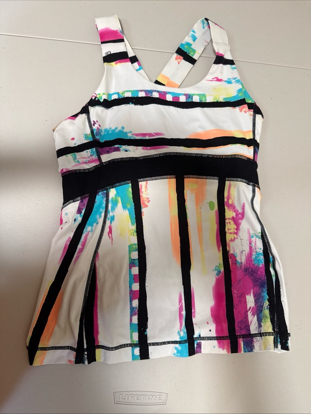 Lululemon Paint Splatter Tank Top 6 ? Multicolor Black White Stripe